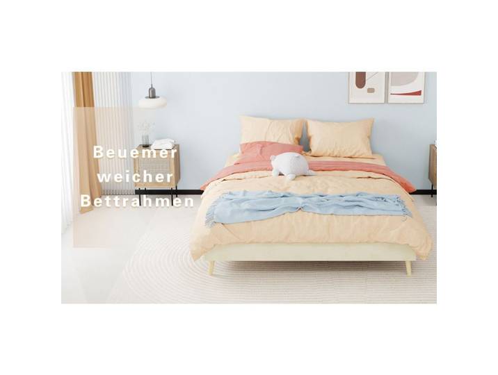 VUENOR Cadre de lit 160x200 cm beige – sommier à lattes sans matelas