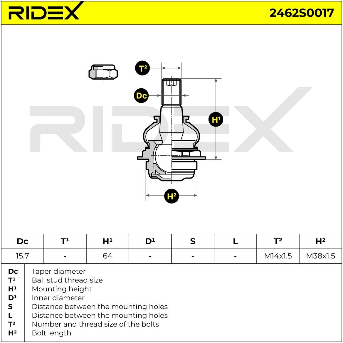 RIDEX 2462S0017 Ball Joint