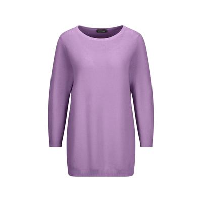 Rundhalspullover GOLDNER "Eleganter Baumwollpullover, Halbarm", Damen, Gr. 48, lila (flieder), Obermaterial: 100% Baumwolle CO., Modisch, U-Boot-Ausschnitt, Pullover Rundhalspullover, U-Boot-Ausschnitt