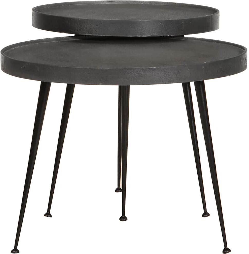 vidaXL Table basse 2 pcs en bois d'ingénierie noir