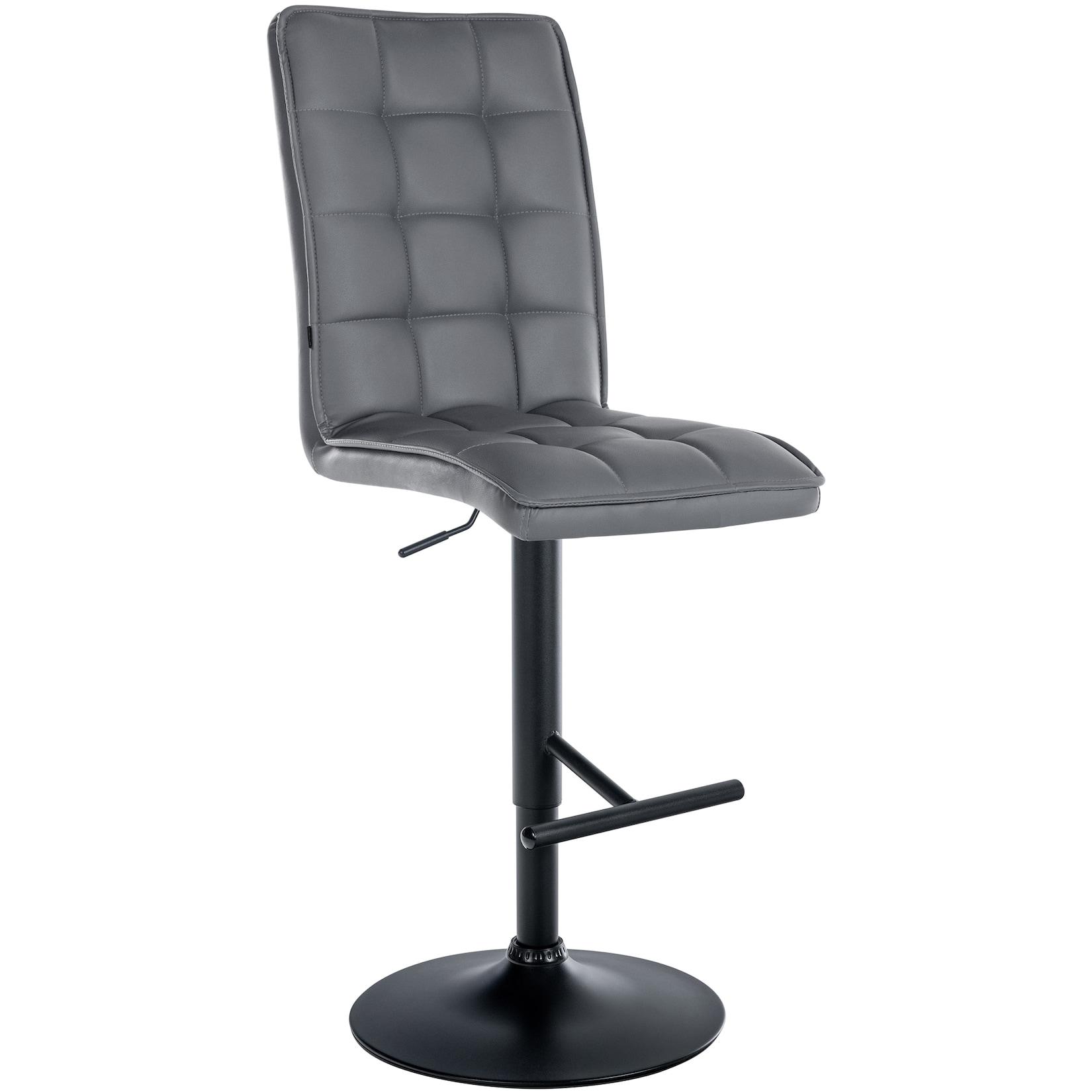 CLP Barhocker Peking V2 Kunstleder schwarz - Farbe: grau, Gestellfarbe: schwarz