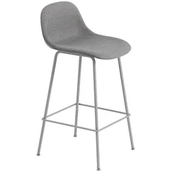 Muuto Fiber Barhocker mit Rückenlehne, tube base, höhe 65 cm, remix 133 / grau
