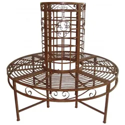 Metall Baumbank 360° Sitzbank Gartenbank Bank Rundbank Rost-Bronze Optik rund