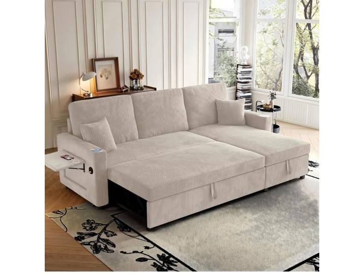 Canapé d angle convertible modulable avec méridienne et espace de rangement pour salon appartement et chambre d amis