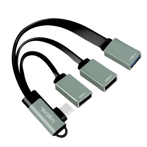 LogiLink UA0361 USB-Hub 3 Port USB-A USB 3.1 Gen1 5 GBit/s mit USB-C Stecker Silber UA0361