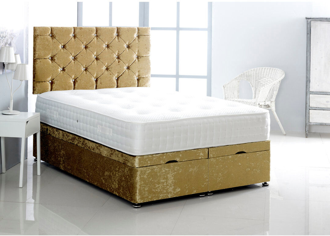 Mercer41 Marisol Upholstered Velvet Lift Up Storage Ottoman Bed Gold Single (3')
