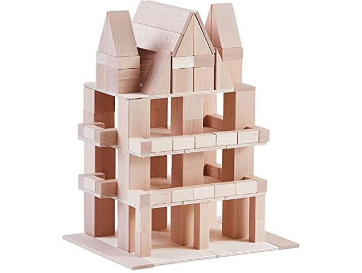 HABA 306251 - Baustein-System Clever-Up! 4.0, Bau- und Entdeckersteine ab 1 Jahr, made in Germany, Beige