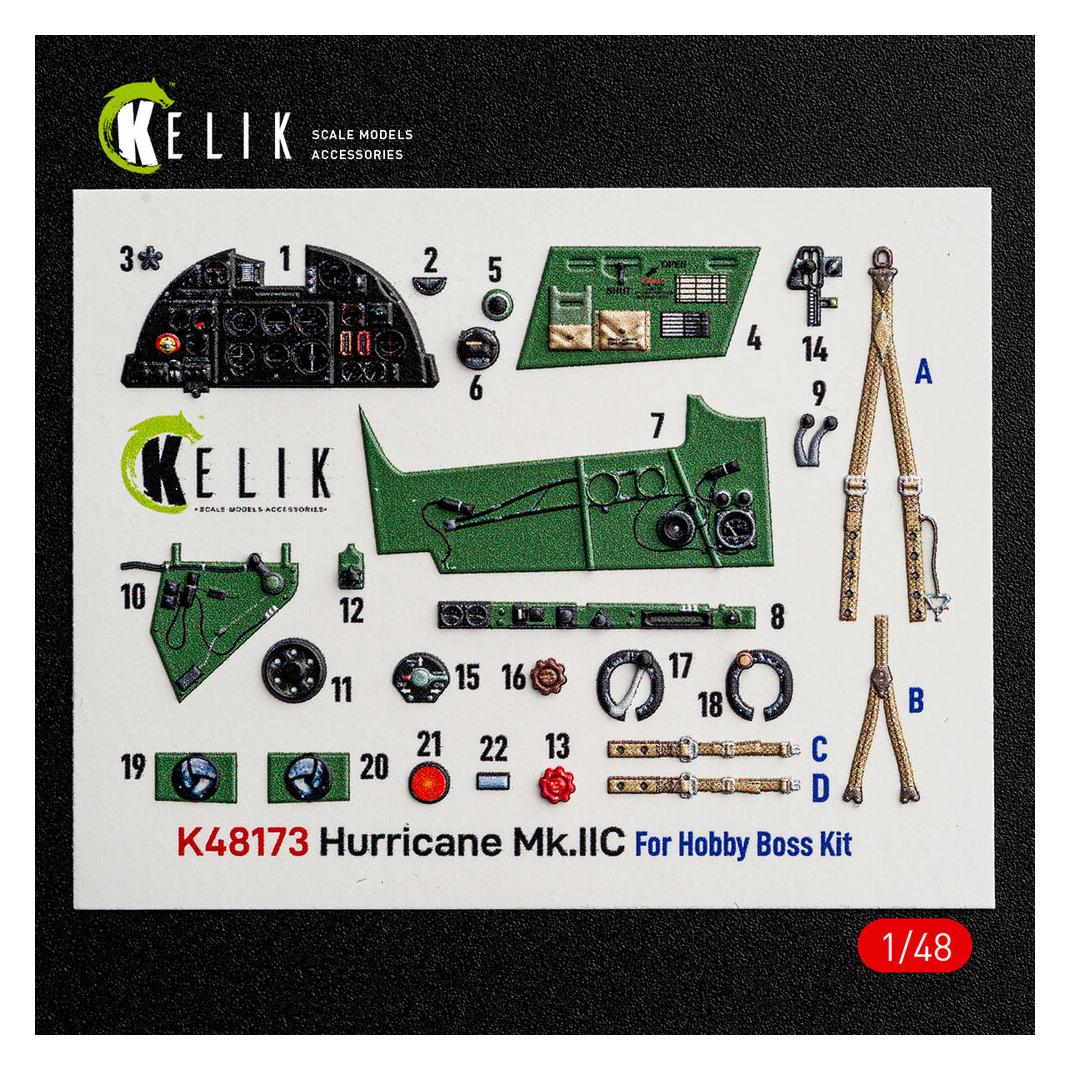 Kelik Hurricane Mk.IIC - interior 3D decals for Hobby Boss (K48173)