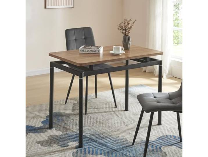 [en.casa] Esstisch Hemnes für 4 Personen 100 x 60 cm Esszimmertisch rechteckige Tischplatte Küchentisch Stahlbeine Eiche-Optik