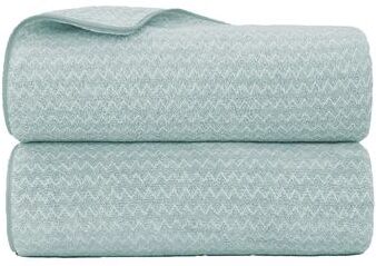 JML Highly Absorbent Chevron Fleece Bath Towel Set of 2 with Hanging Loops