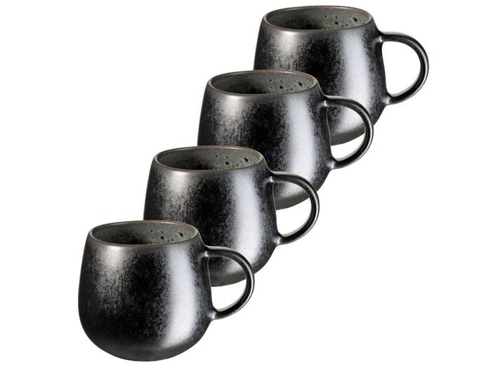 Mäser Tassenset Carellia, Grau, Keramik, 4-teilig, 430 ml, 9 cm, Made in Europe, Kaffee & Tee, Tassen, Kaffeetassen-Sets