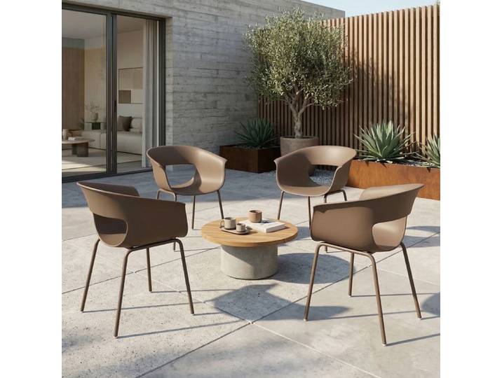 Chaises de jardin lot de 4 ergonomiques pour balcon accoudoirs design ajouré résistantes aux intempéries