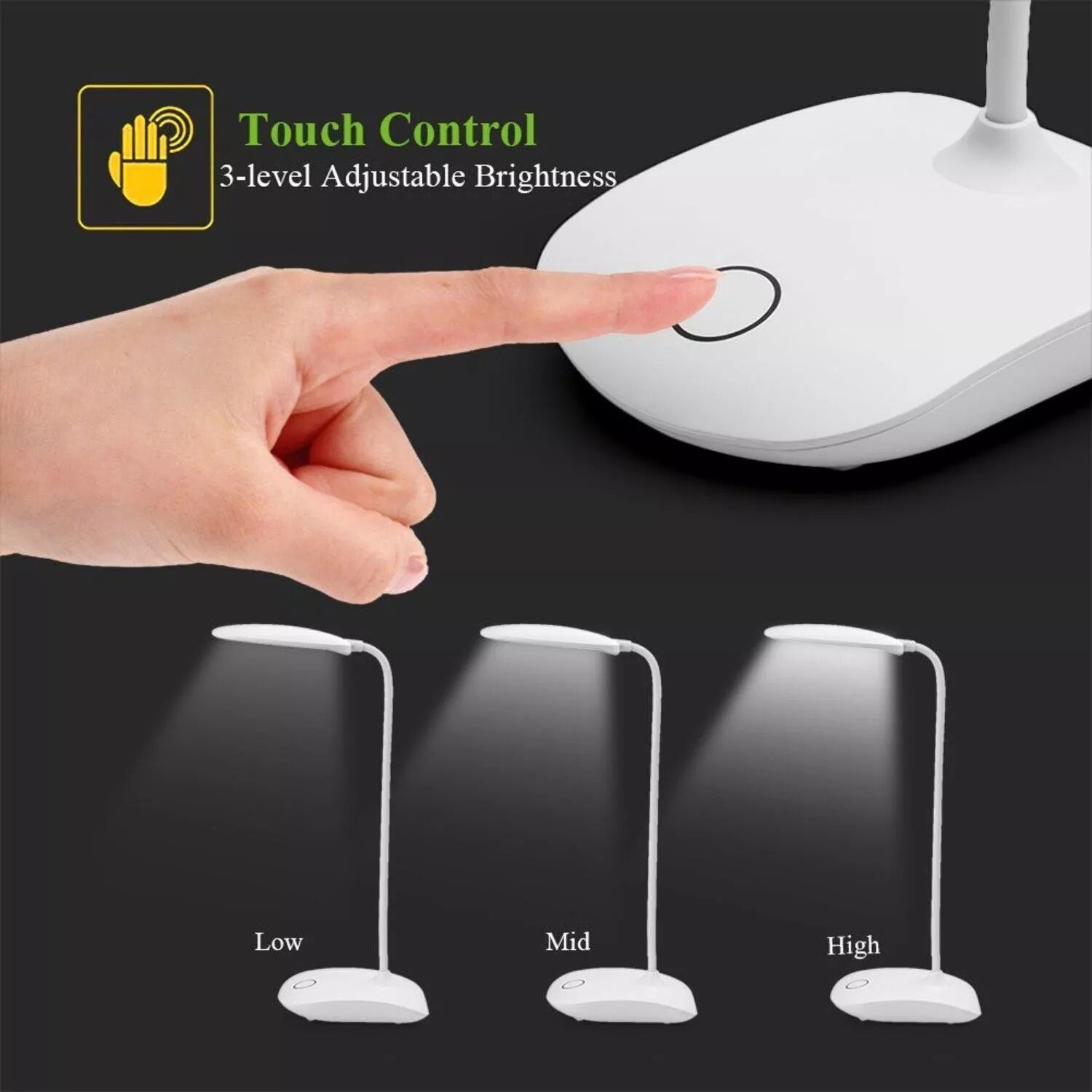 INF Lampe de table LED rotative, réglable, alimentée par batterie