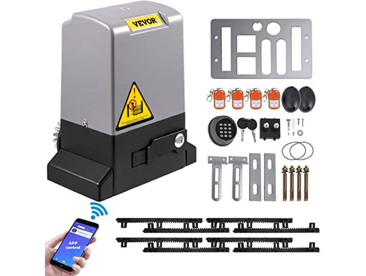 VEVOR Motorisation Portail Coulissant 1800 kg 4 m Ouvre-portail Automatique Pour Hôtels\, Usines\, Écoles\, Maisons Privées\, Fermes et Ranchs\, avec 4 Télécommandes\, Contrôle APP\, Moteur Puissant 750 W