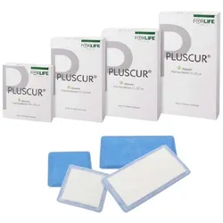 PLUSCUR Absorb Non-bordered, Wundauflage, superabsorbierend, 10 Stück 10 x 10 cm