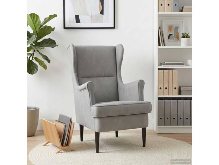 YUTAASU Light Gray Velvet Accent Chair with Rubber Wood Legs Removable Cushion, Sturdy Metal and Wood Frame, Modern Design for Living Room and Bedroom