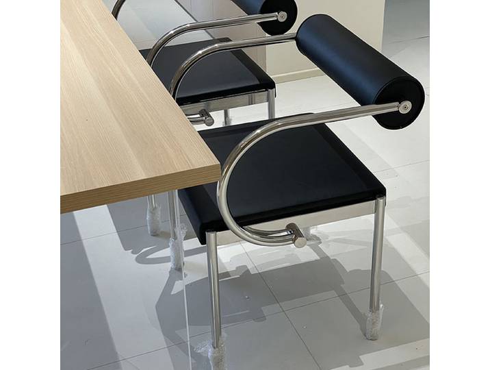 Chaise design du milieu du siècle, siège de salle à manger industriel en métal, tabouret de vanité de chambre à coucher avec dossier, chaise de bureau en acier inoxydable pour la maison