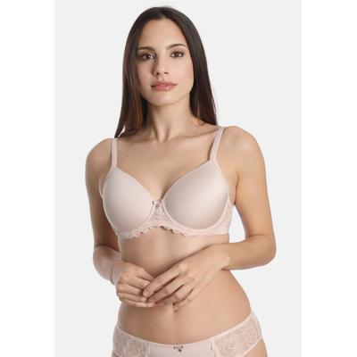 Schalen-BH SASSA "Beautyful Classic", Damen, Gr. 85, Cup D, beige (natur), Microtouch, Jacquard: 85% Polyamid, 15% Elasthan. Spitze: 90% Polyamid, 10% Elasthan, unifarben, normal, BHs Schalen-BH, filigrane Spitzenumrandung, graphisches Jaquard-Design