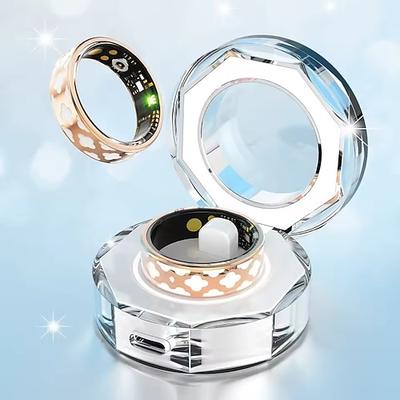 Smart Ring für Frauen und Männer modischer Aktivitätstracker mit Kristall-Ladehülle wasserdichter intelligenter Ring zur Überwachung von Schlaf und wellness Bluetooth Smart Jewelry Fitness Ring