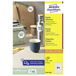 Avery-Zweckform L3415-100 Universal-Etiketten Ø 40 mm Papier Weiß 2400 St. Permanent haftend Tintenstrahldrucker, Laserdrucker, Farblaserdrucker, Kopierer,