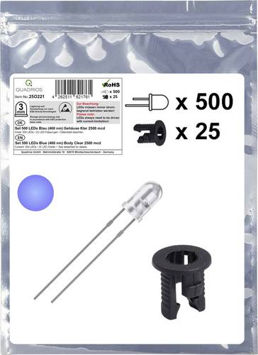 Quadrios 25O221 LED-Sortiment Blau Rund 3mm 2500 mcd 20mA 3.0V