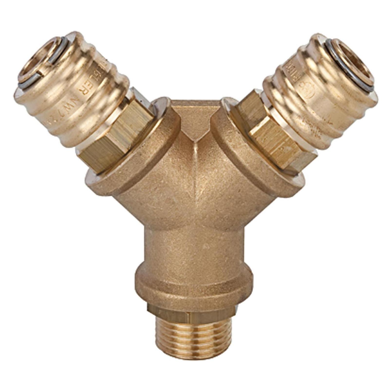 Riegler Verteiler 1/2"IG Anschl.1/2AG 2 SV-Kuppl.NW7,2 1/2AG Messing (107258)