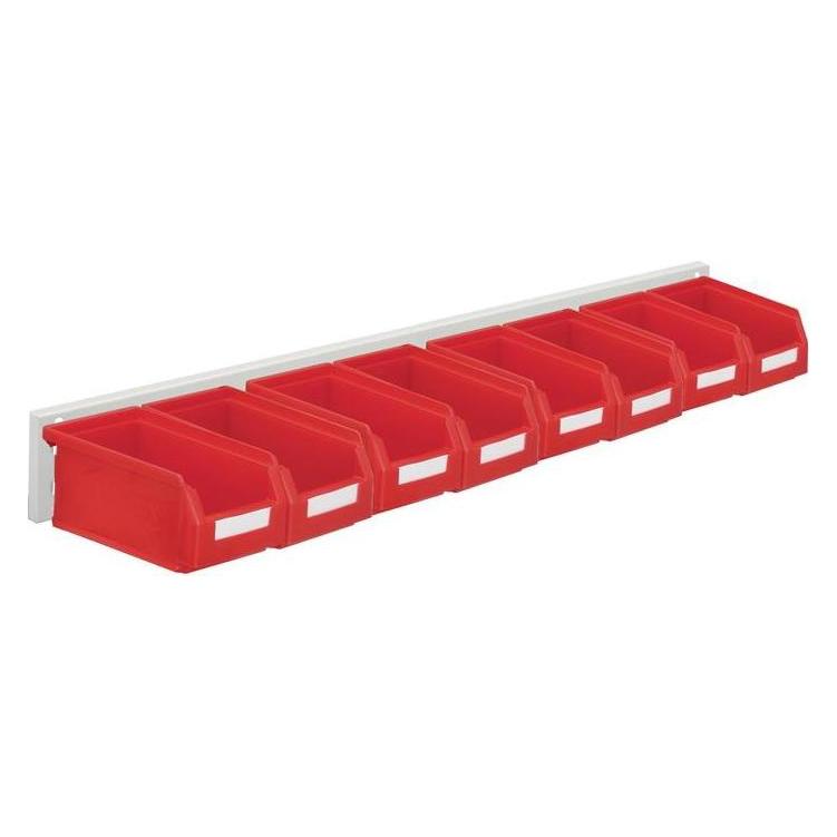 Rasterplan Sichtlagerkastenset H100xB920xT180mm Stahlblech/Polyethylen Kunststoffbeschichtung rot 8 x Gr. 7 rot (4202.52.5213)