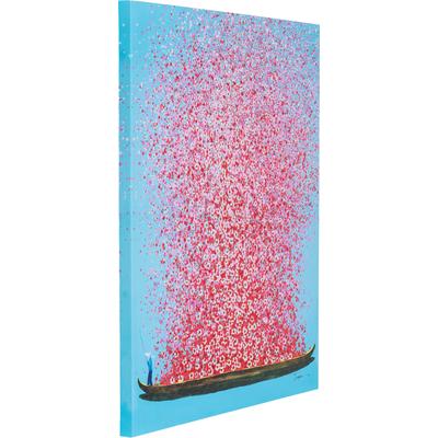 Leinwandbild KARE DESIGN "Flower Boat", bunt (farbe bild(er): blau), B:30cm H:40cm T:3,5cm, Acrylfarbe, Baumwolle, Massivholz, Bilder, Leinwandbild, verschiedene Farben und Größen