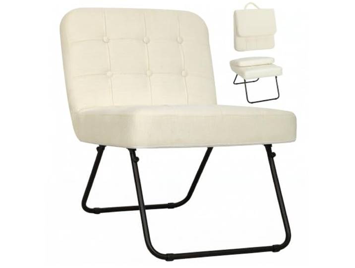 HOMCOM Klappbarer Chenille-Polstersessel, cremeweiß Moderner Sessel, Rückenlehne, breite Sitzfläche, Lesesessel, Wohnzimmer, Schlafzimmer, Arbeitszimmer