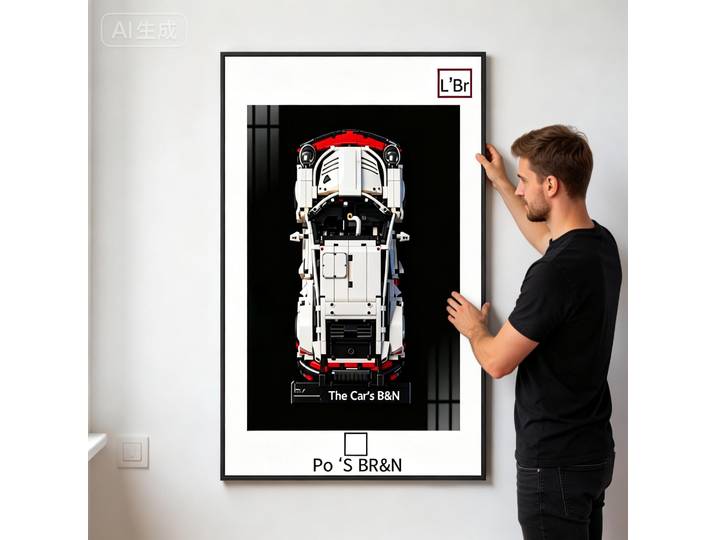 Nouveau panneau d'affichage mural avec cadre adapté au modèle de voiture LEGO 42096 Porsche 911, boîte de présentation murale