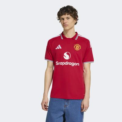 Fußballtrikot ADIDAS PERFORMANCE "MANCHESTER UNITED 26/27 HEIMTRIKOT", Herren, Gr. 3XL, rot (mufc rot), Obermaterial: 100% Polyester, Trikots Fußballtrikot, mit schmaler Passform, mit gestreiftem Kragen und Bündchen