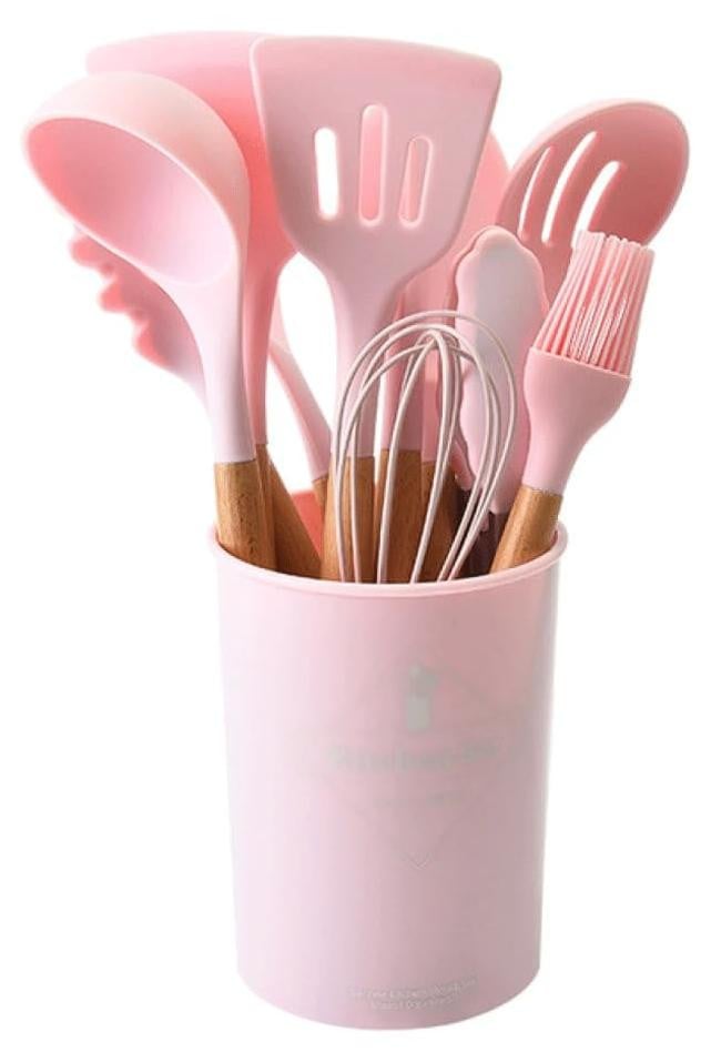 Keukengerei Set met Lange Houten Handvatten