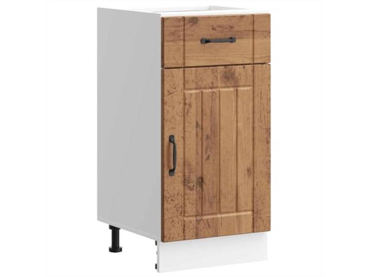 HKTMGDNG Küchenunterschrank Lucca 40x46x81,5 cm Altholz-Optik Kompakter Anstellschrank mit Schublade und Tür für Küche oder Speisekammer, inklusive höhenverstellbaren Füßen.