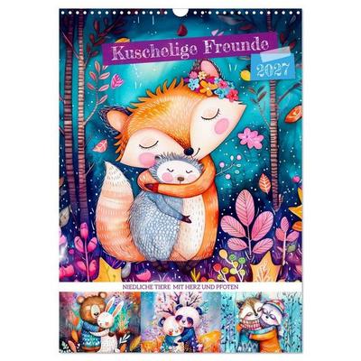Kuschelige Freunde - Niedliche Tiere mit Herz und Pfoten (Wandkalender 2027 DIN A3 hoch), CALVENDO Monatskalender