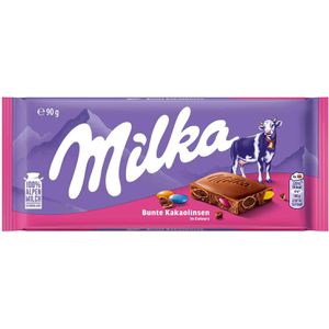 Milka Tafelschokolade Bunte Kakaolinsen, 90 g