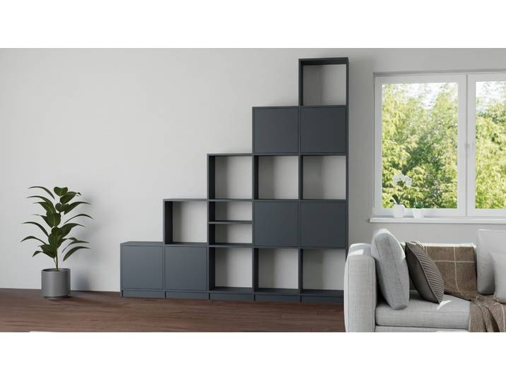 Großes Stufenregal nach Maß - Treppenregal mit vielen Optionen Premium Dekore Schwarz
