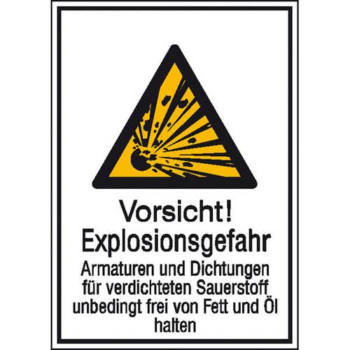 Warn-Kombischild Vorsicht! Explosionsgefahr Folie selbstklebend (B x H) 131mm x 185mm ISO 7010 1St.