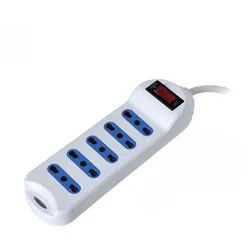 Alcapower 5-fach Steckdosenleiste, Bipasso, mit beleuchtetem Schalter, 90° Stecker, 1,5m Kabel, max. 2500W, Weiß.