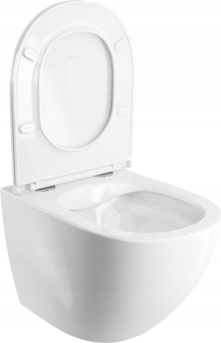 Wandhängendes, Hänge WC, Toilette, Wand-WC, Spülrandloses, Toilettenbecken, Mit Sitz, 49X37Cm, Weiss Glänzend, Ottawamwbp