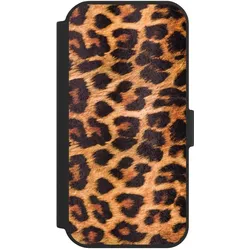 Nivocase Klapphülle für Apple iPhone 15 Handyhülle aus Kunst Leder NIVOflip schwarz Animalprint Fell (Apple iPhone 15), Smartphone Hülle, Schwarz