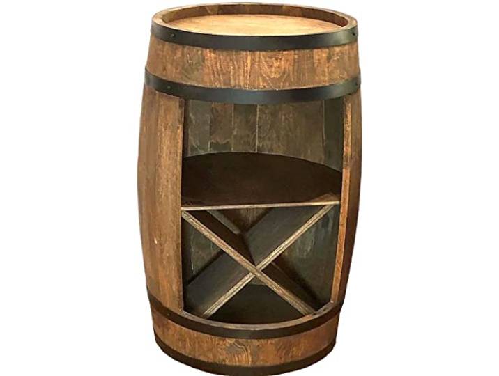 weeco Weinregal Rustikale deko Fassbar 80 cm, Barschrank, Holzfass zur Aufbewahrung von Weinflaschen Whisky Bier - theke bar Tischbar handgemachtes Hausbar Fass - Fassbier