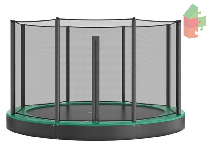 Trampolin AKROBAT ORBIT FLAT 244, grün (2,44 Meter Durchmesser), inklusive Sicherheitsnetz