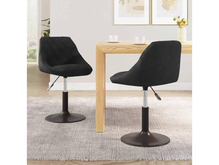 HMDNGOUT Esszimmerstühle 2 STK. Drehbar Schwarz Samt 2er-Set, samtbezogen, Stahlrahmen schwarz pulverbeschichtet, Gasdruckfeder, 360° drehbar, höhenverstellbar, Essbereich