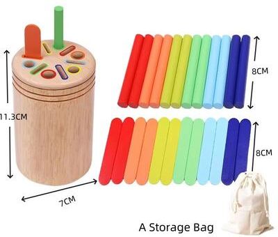 Inspired Finds Montessori Wooden Shape Matching Toy For Toddlers Fine Motor & Color Sorting Learning Set l Flat Stick