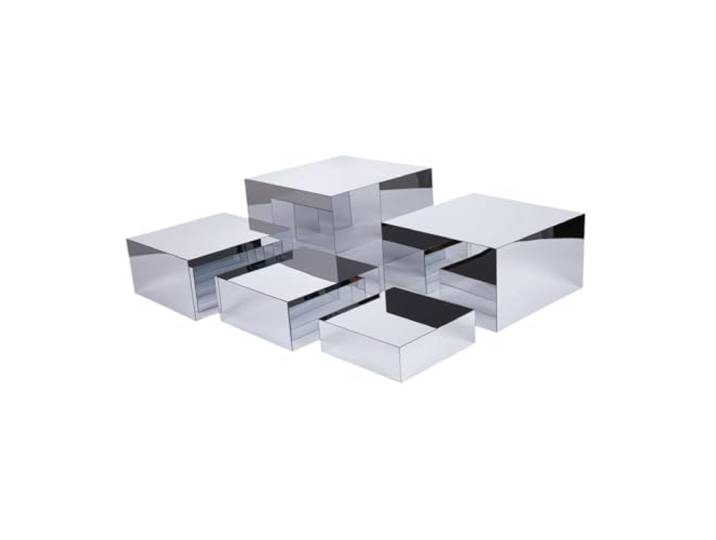 Klare Acryl Riser Display Ständer, Buffet Riser Dessert Table Display Set, Acrylic Cube Dessert Display Stands, Display Stands Holder, Cube Polished Display Nesting Buffet Riser(Mirror Silver 5Pcs)