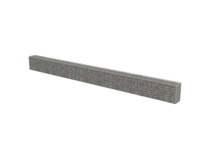 vidaXL Gabionenwand Mit Abdeckung Verzinkter Stahl 600/30/50 Cm, Silberfarben, Metall, Rechteckig, 30x50 cm, Gartenzubehör