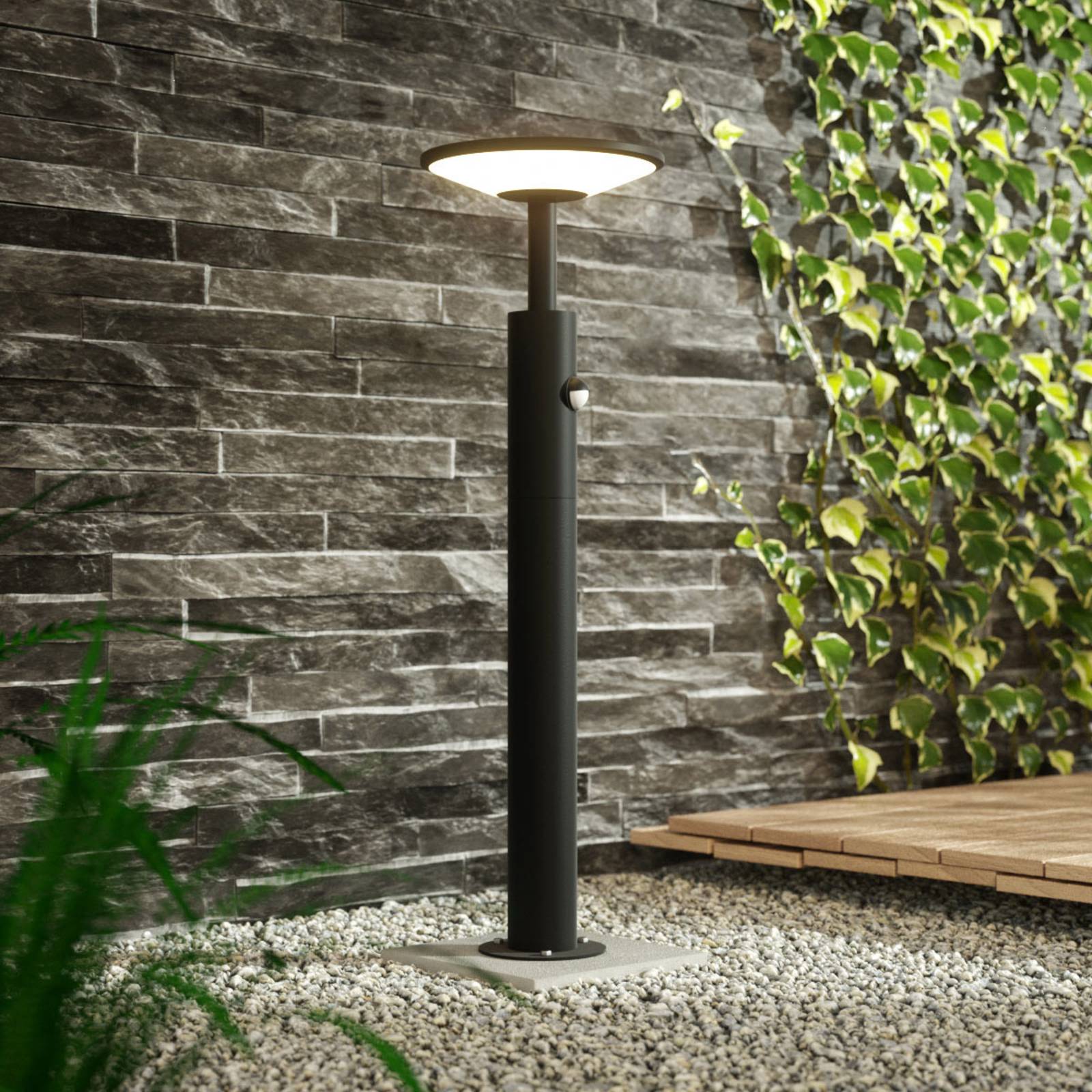 Pathway Light With Motion Detector Fenia Lucande, Black, Aluminium, Modern, Outdoor lights with Sensor