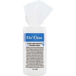 Elix Reinigungstücher 489.100, feucht, für Glas und Bildschirme, in der Dose, 100 Tücher