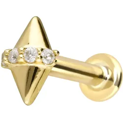 14 Karat Gold Labret mit Innengewinde MOISSANITE + 2 SPITZEN