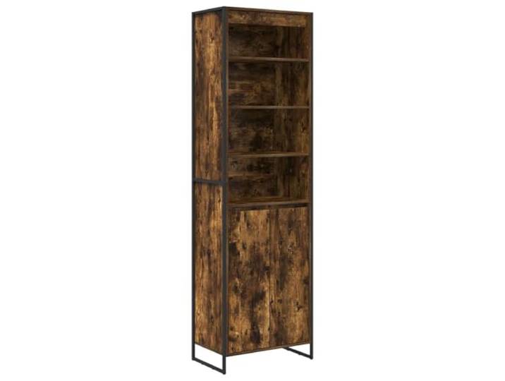 Hoher Schrank Raucharbe 60 x 36 x 200 cm Holzwerkstoff Schlanke rechteckige Form, industrieller Stil, Holzwerkstoff, Stahlbeine, Wohnzimmer